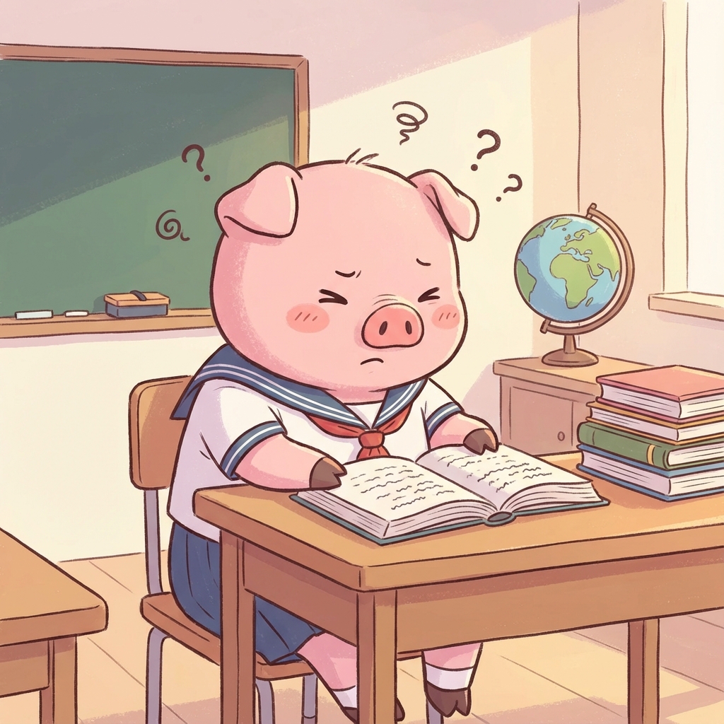 Piggy doctor checking vision