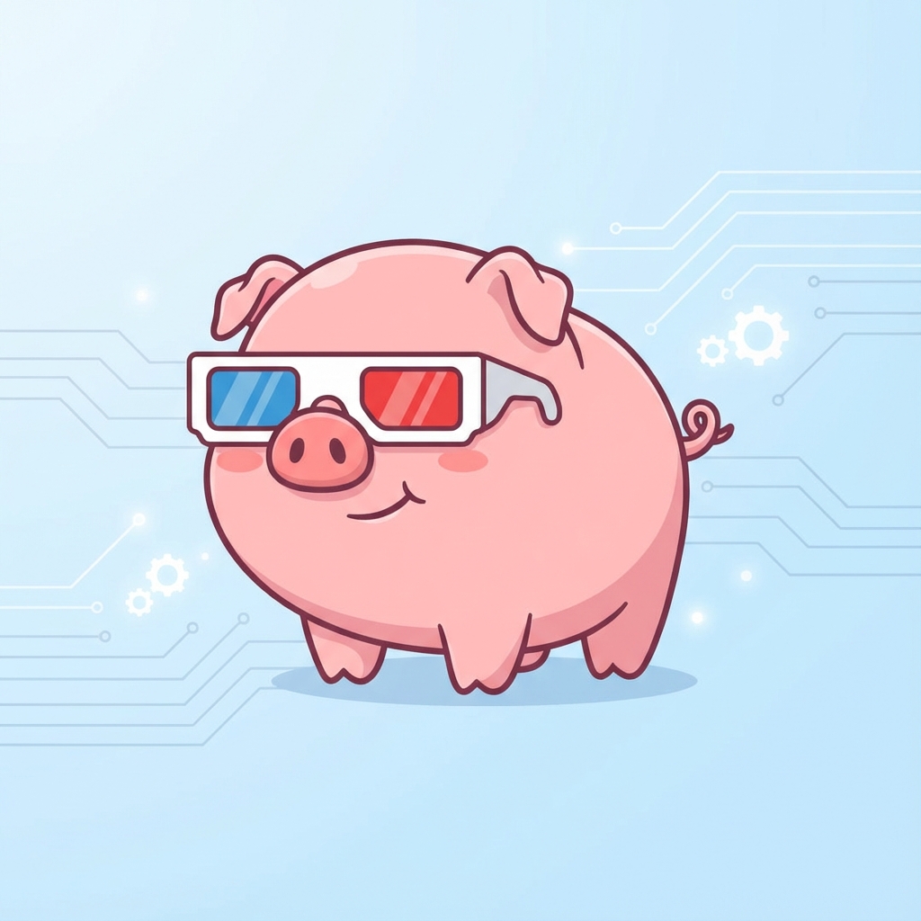 Piggy wearing 3D glasses